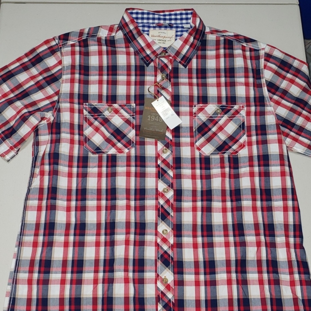 Weatherproof Vintage Garnet Plaid Button Shirt